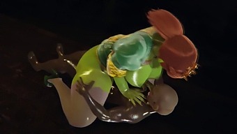 Shrek'S Princess Fiona Dostává Svá Velká Přírodní Prsa Naplněná Orkem V 3d